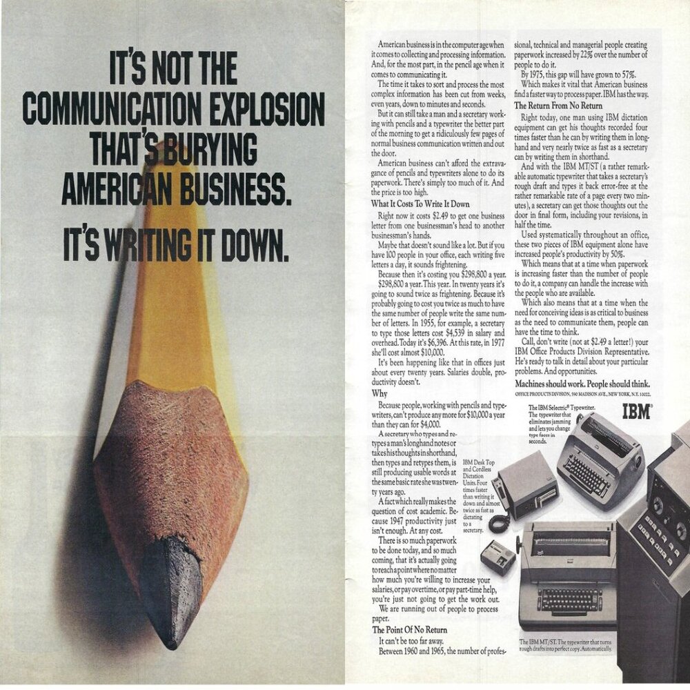 1967 IBM Communications Explosion Typewriter’s & Dictation Vtg Print Ad/Poster